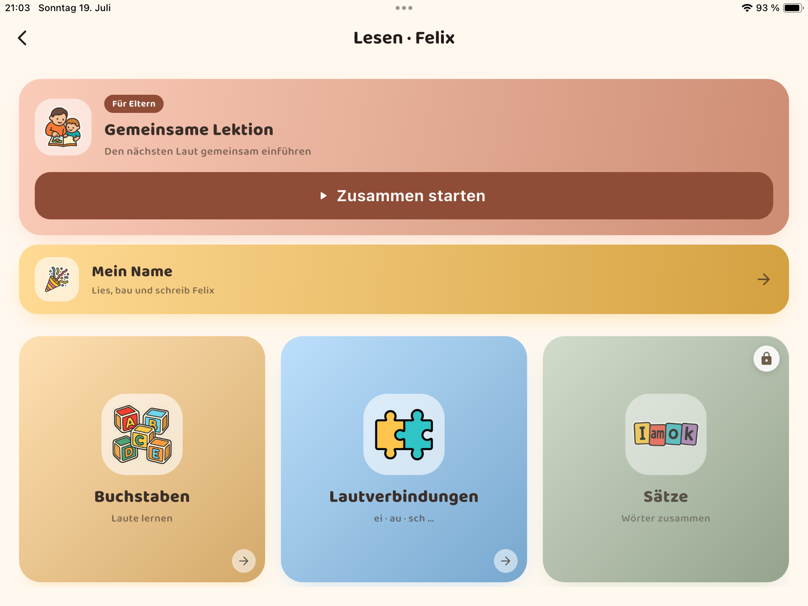 Lernwichtel im Einsatz auf dem Tablet